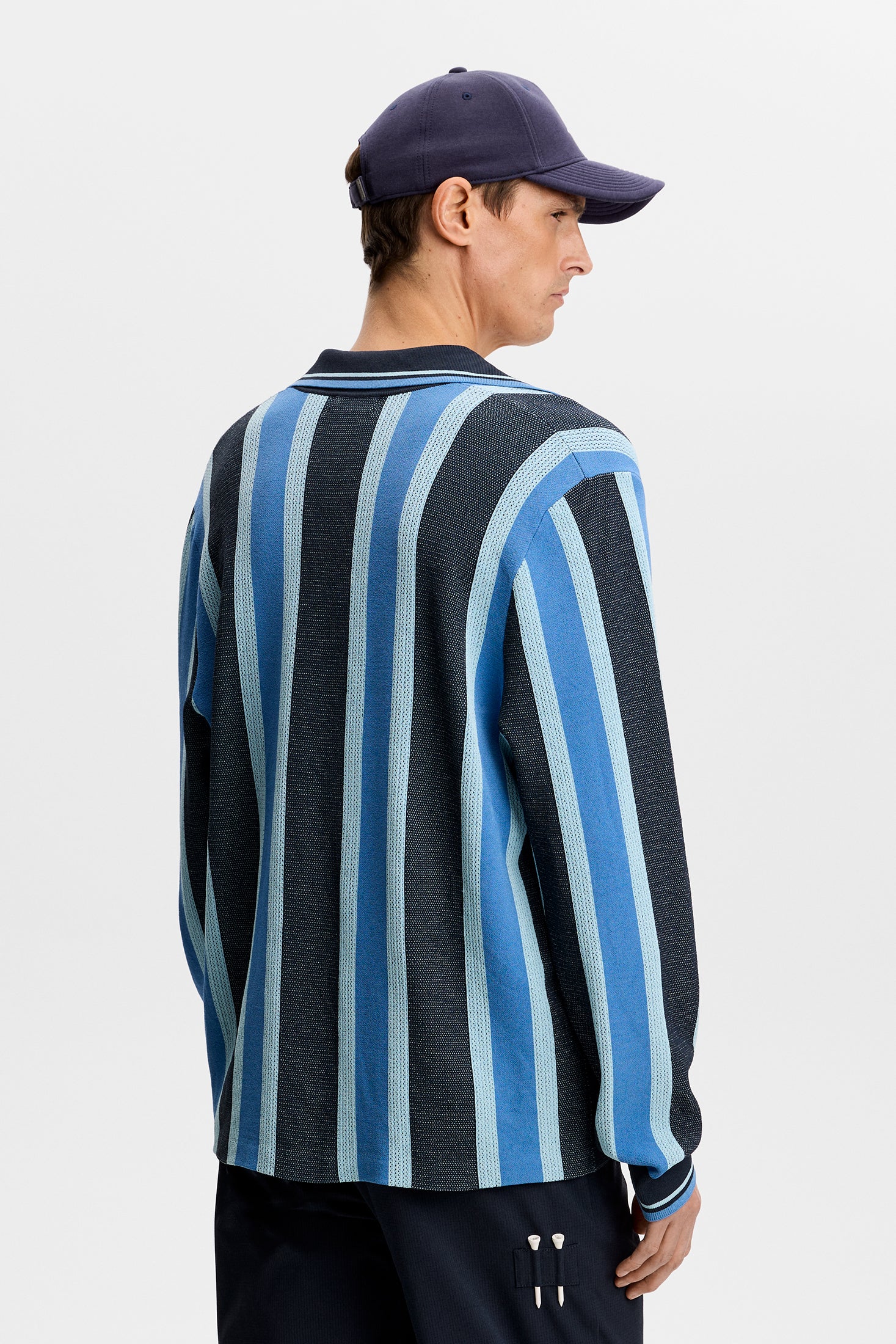 Silas Stripe Polo Knit / JL Navy - Image 3
