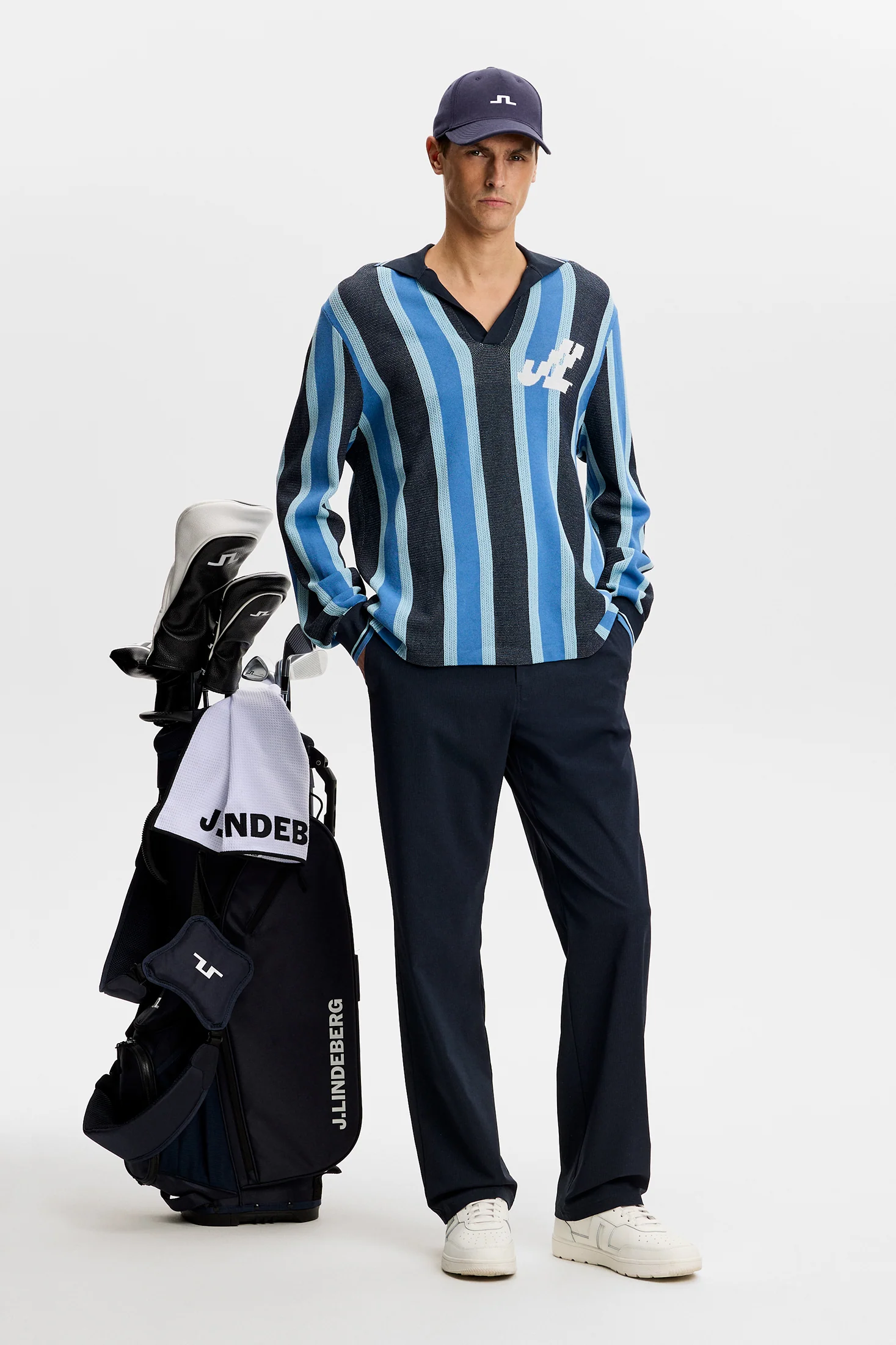 Silas Stripe Polo Knit / JL Navy - Image 4