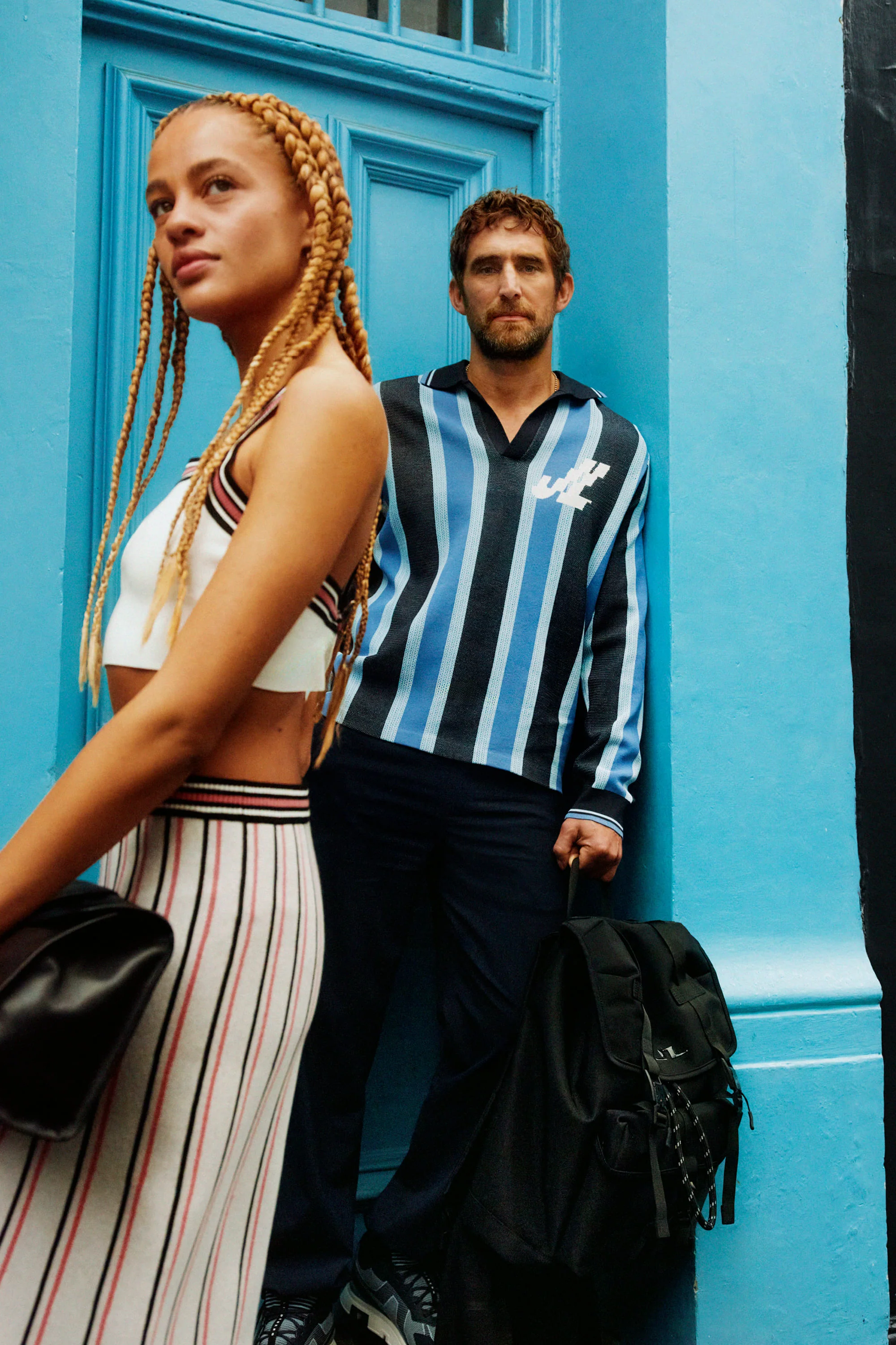 Silas Stripe Polo Knit / JL Navy - Image 6