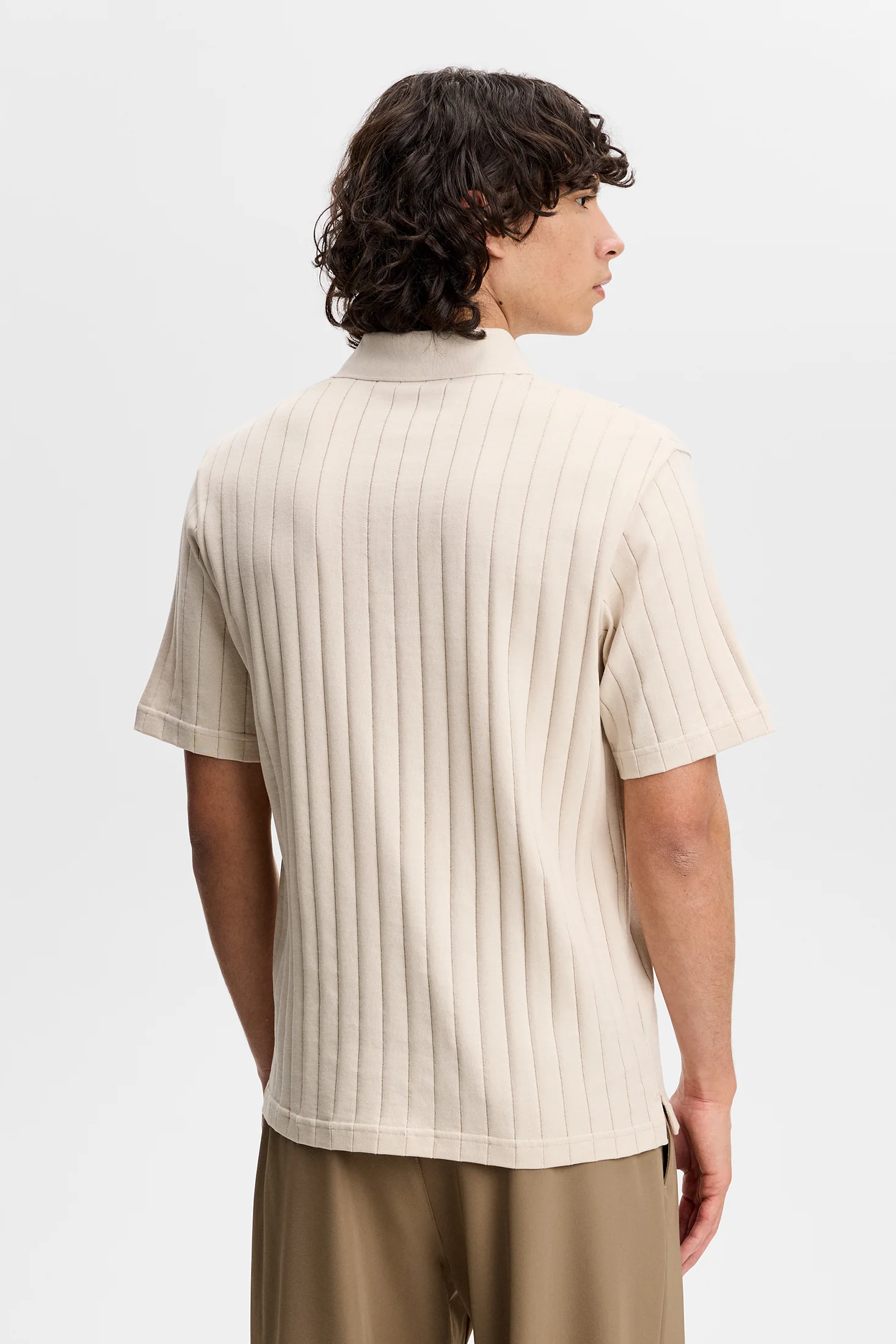 Simon Stripe Polo / Moonbeam - Image 2