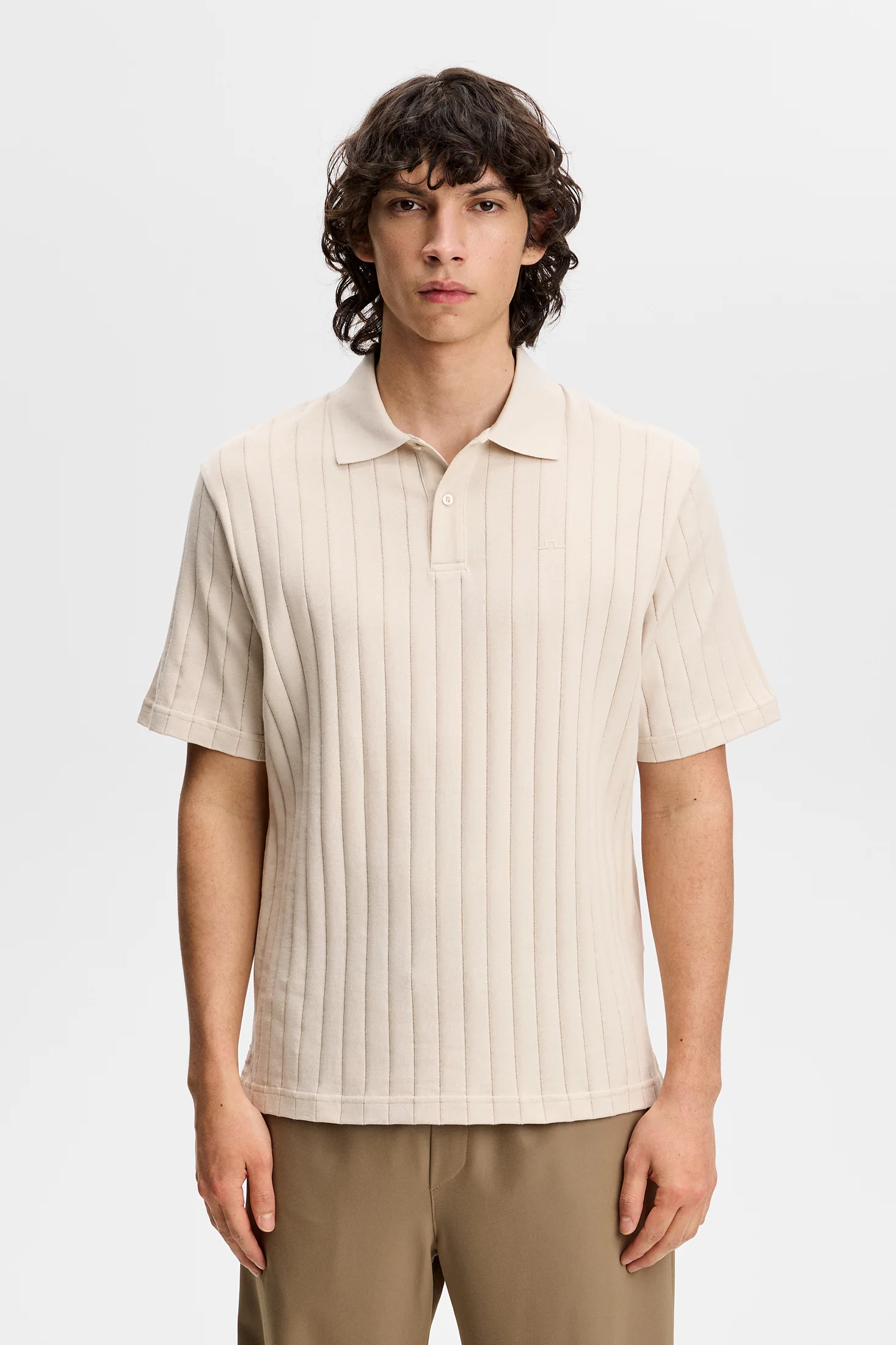 Simon Stripe Polo / Moonbeam - Image 4