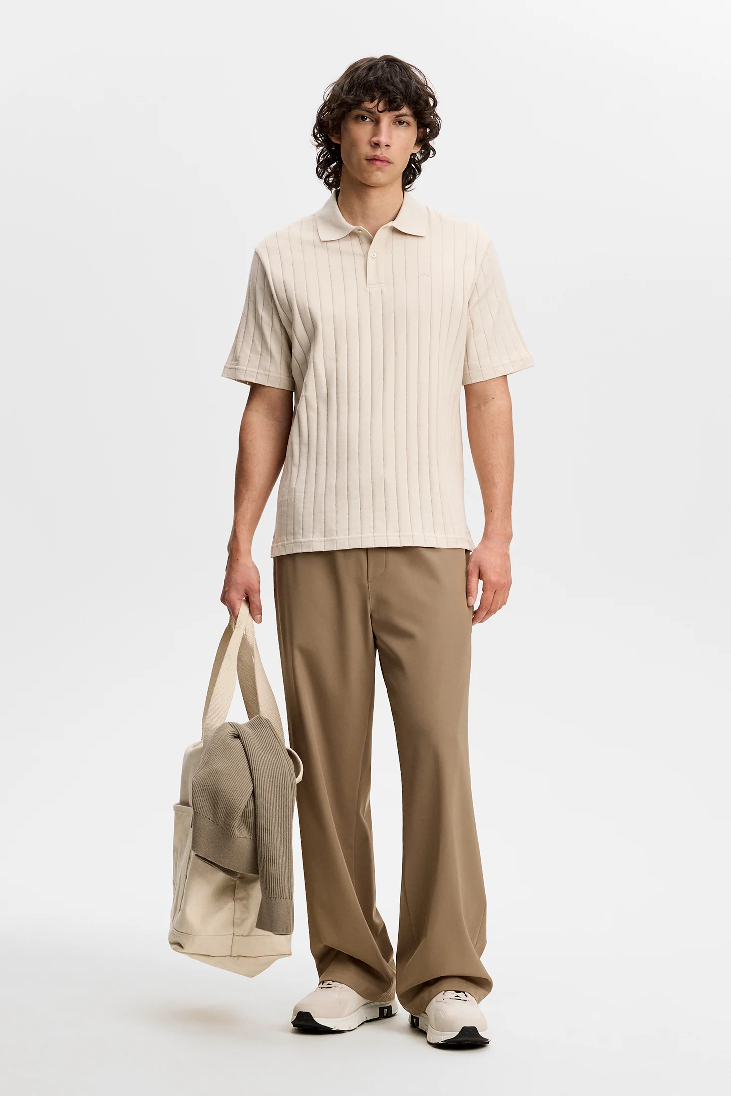 Simon Stripe Polo / Moonbeam - Image 5