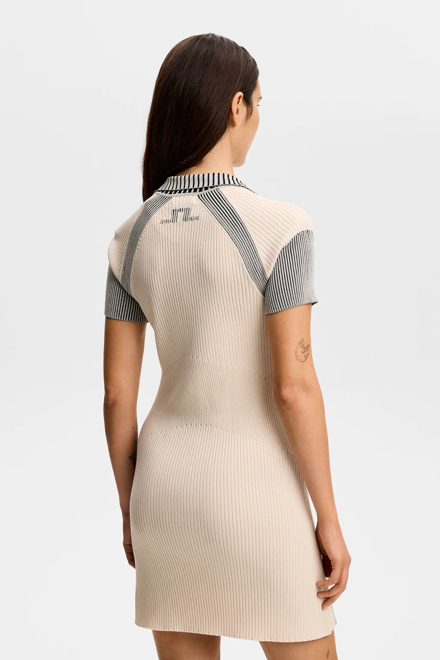 Tala Contrast Rib Knit Dress / Moonbeam - Image 3