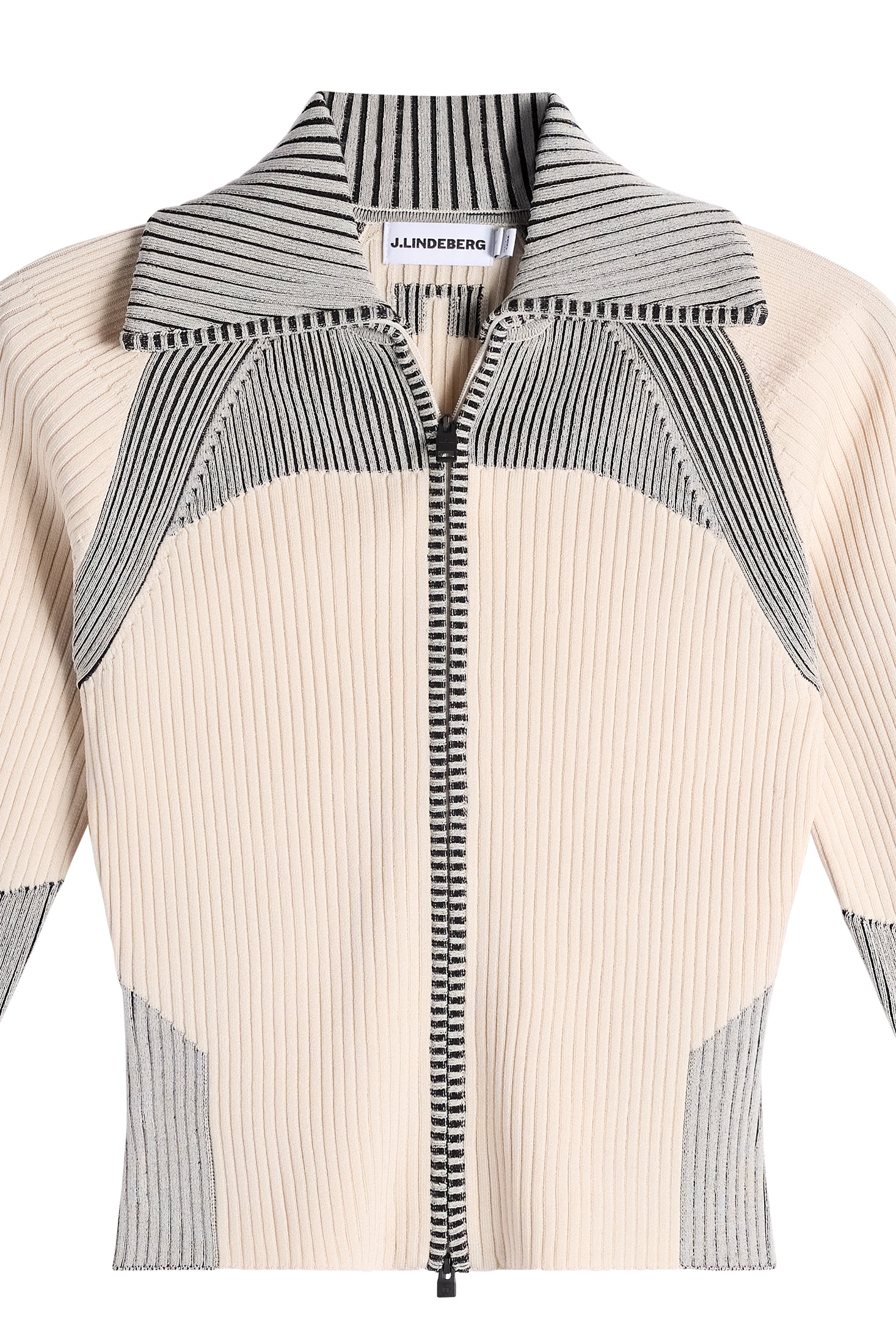Terri Contrast Rib Zip Sweater / Moonbeam - Image 3