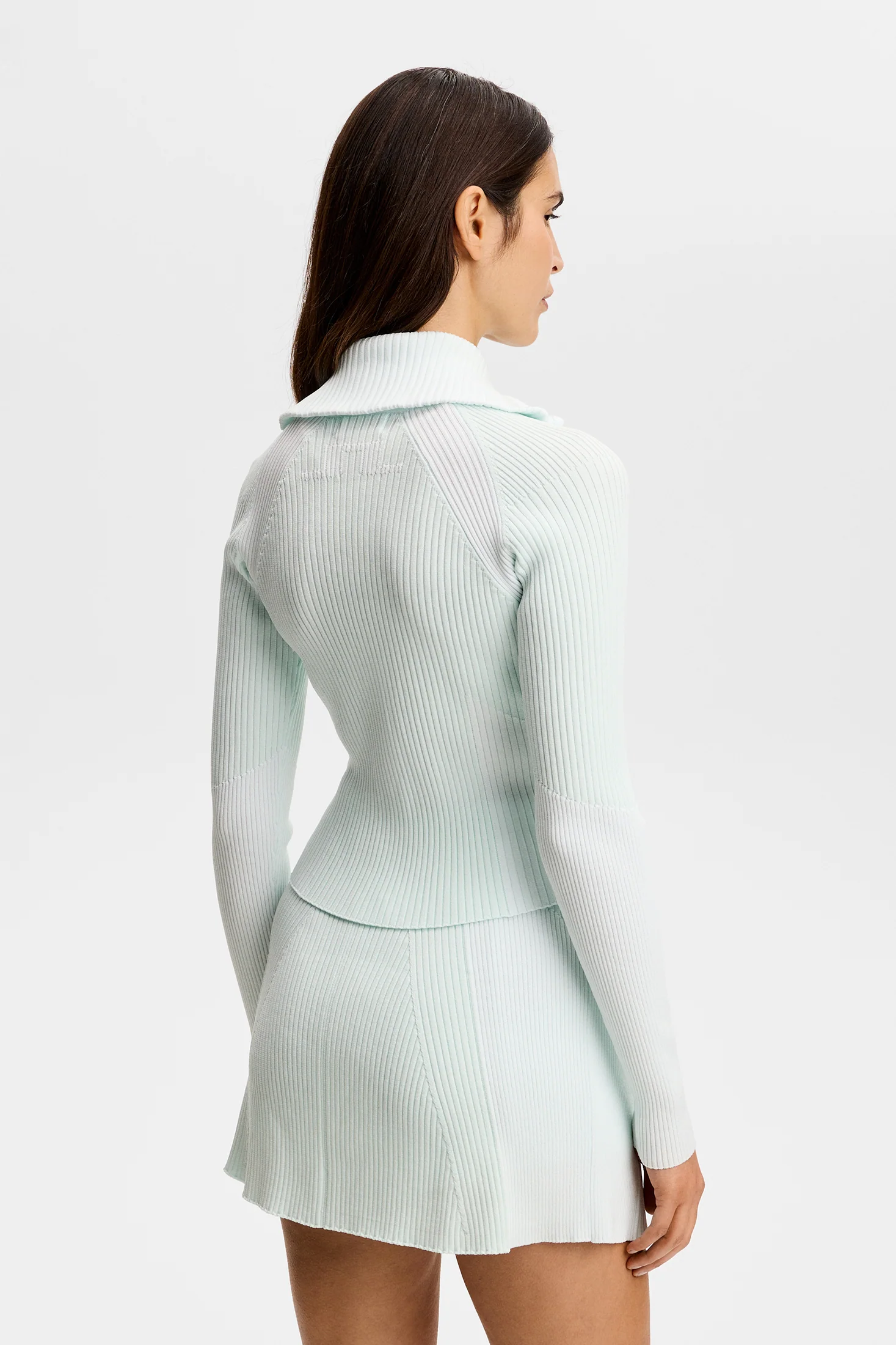 Terri Contrast Rib Zip Sweater / Sky Light - Image 3