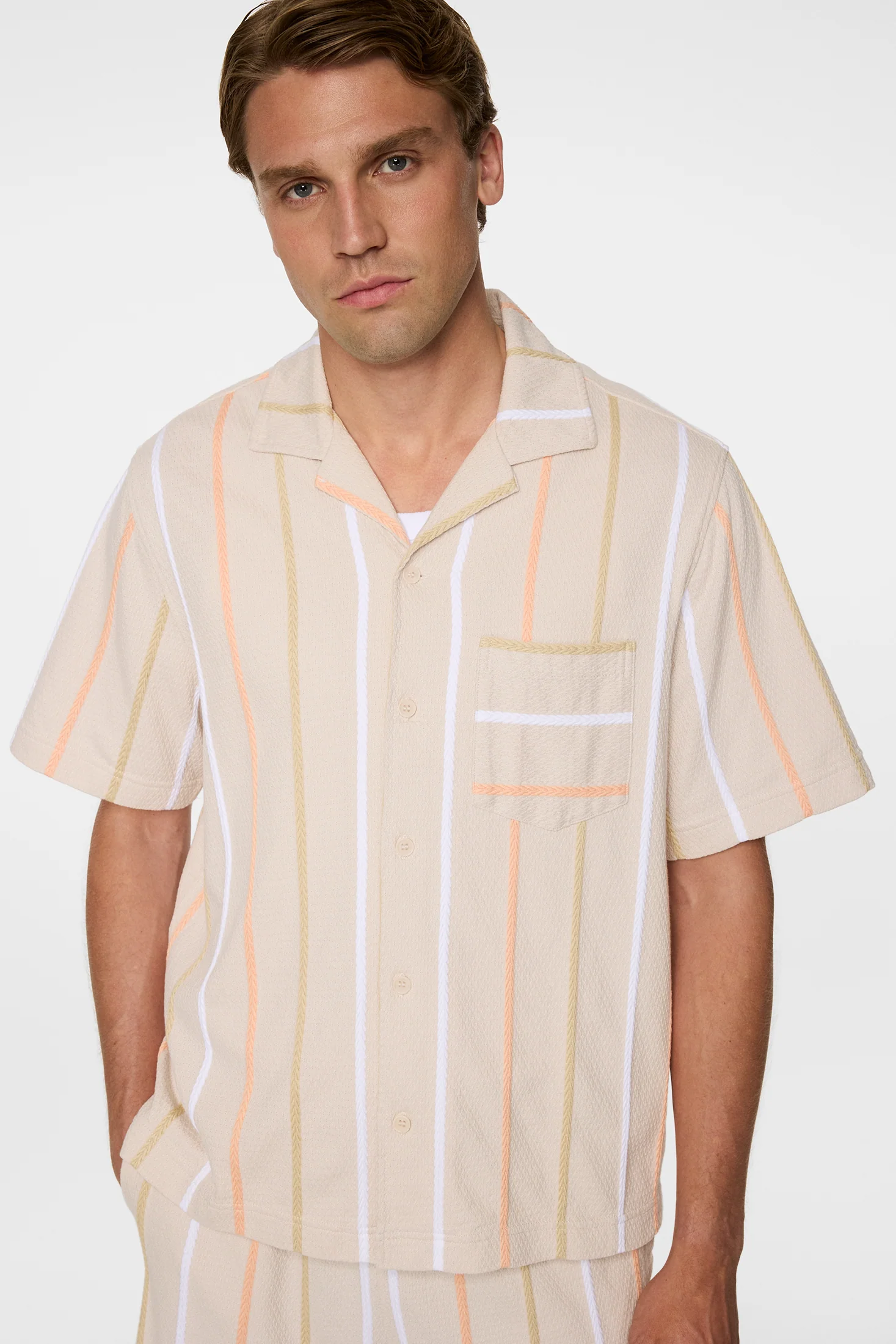 Theron Stripe Resort Shirt / Moonbeam - Image 5