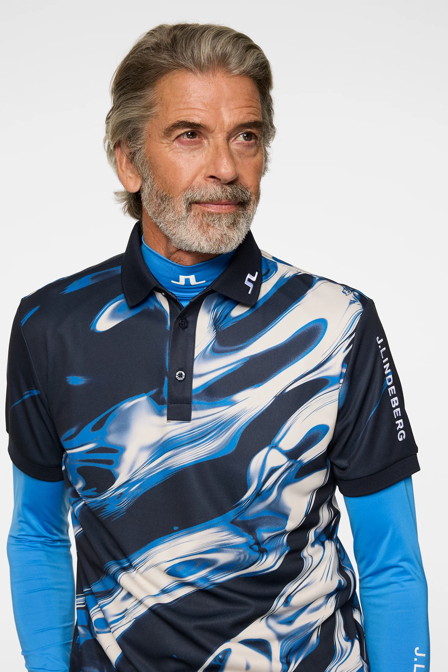 Tour Tech Print Polo / ORGANIC 5- BLUE - Image 5