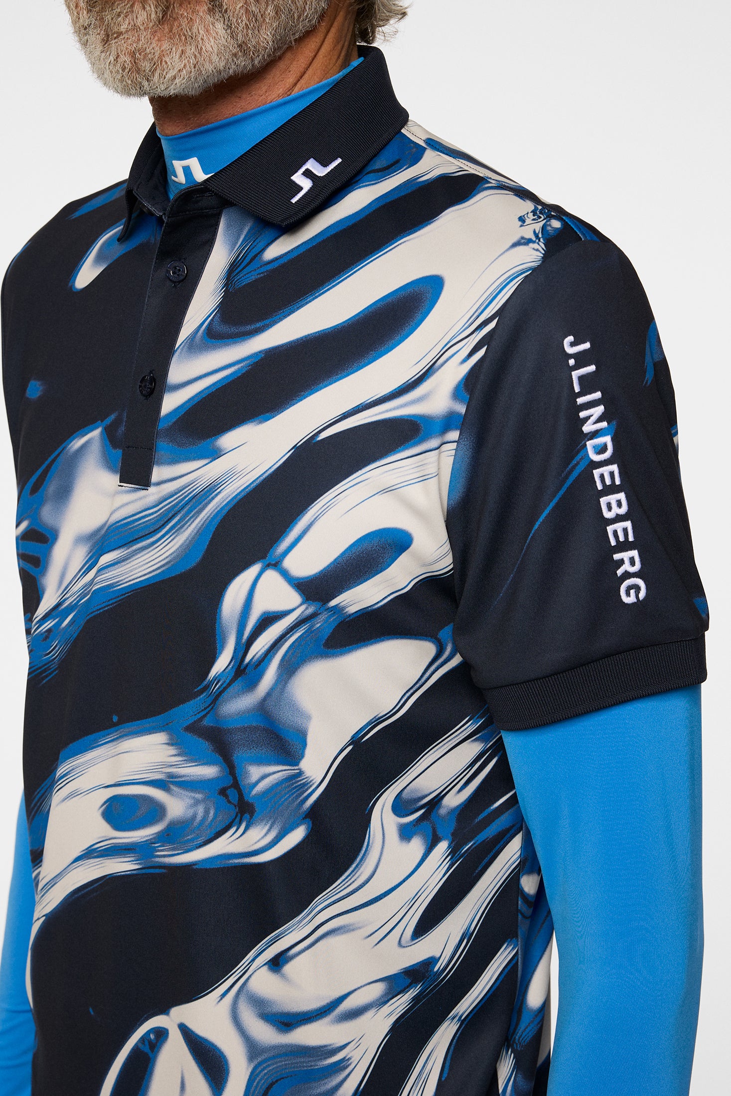 Tour Tech Print Polo / ORGANIC 5- BLUE - Image 6
