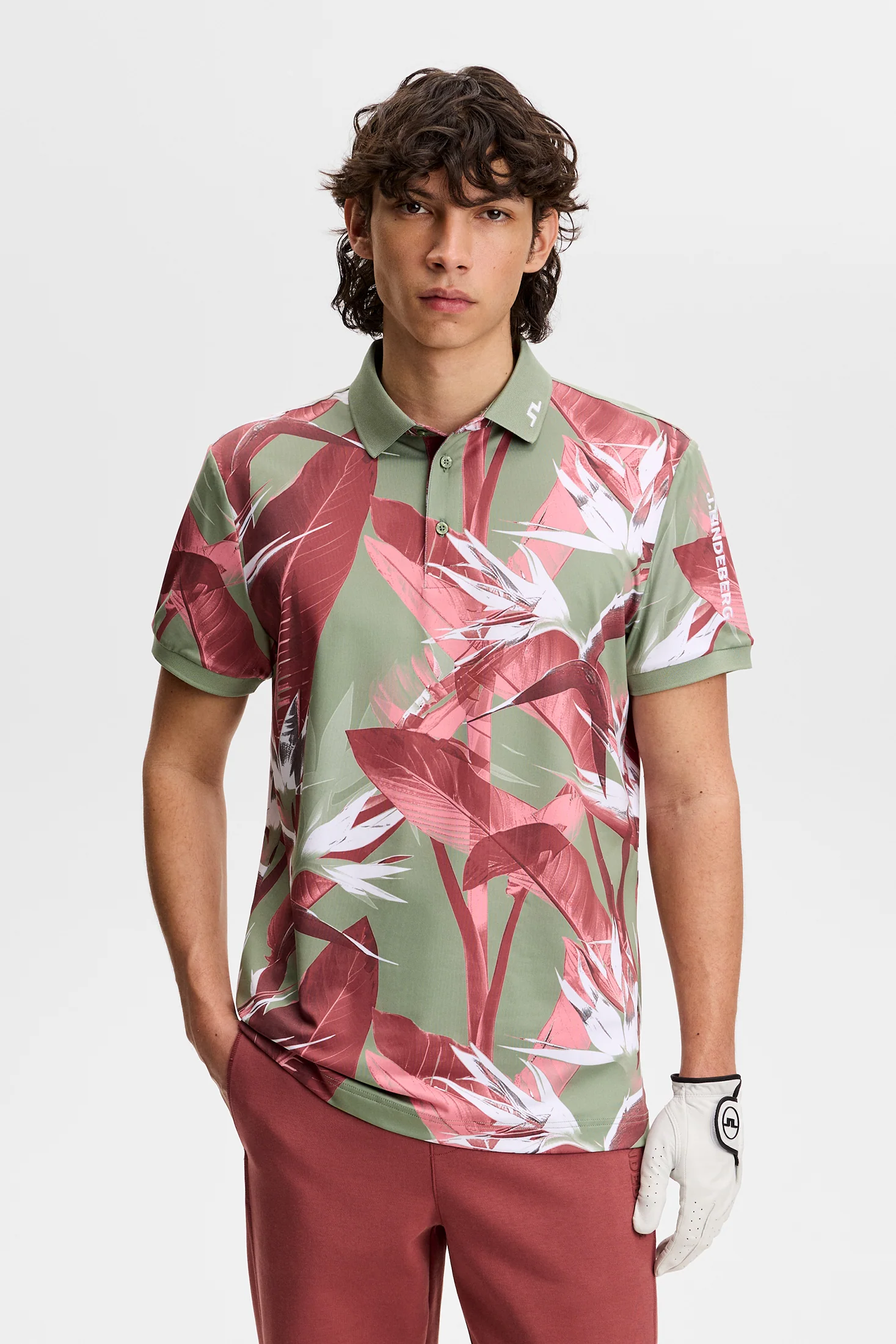 Tour Tech Print Polo / Paradise Hedge Green M - Image 2