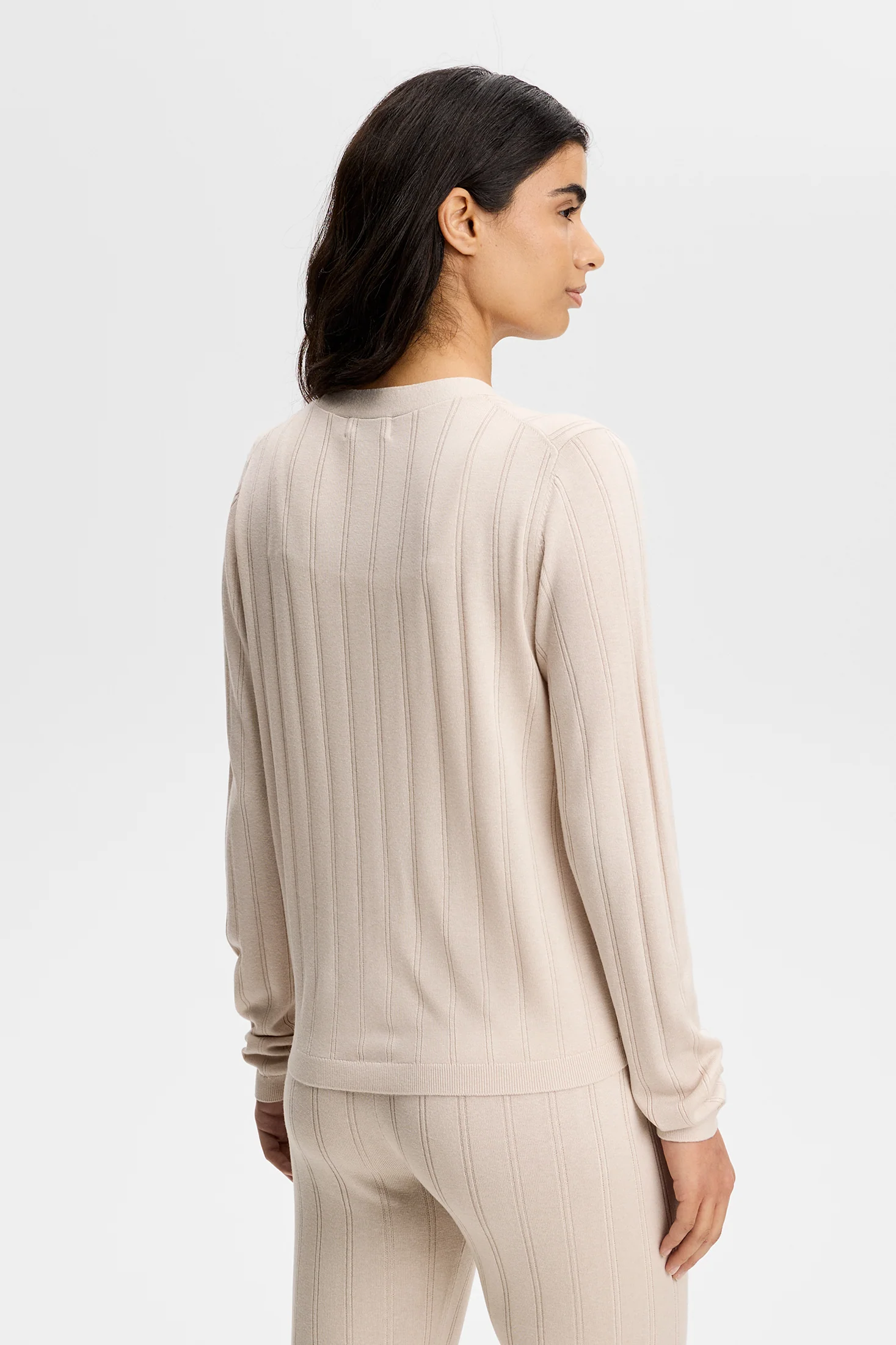 Vanja Wide Rib Cardigan / Moonbeam - Image 3