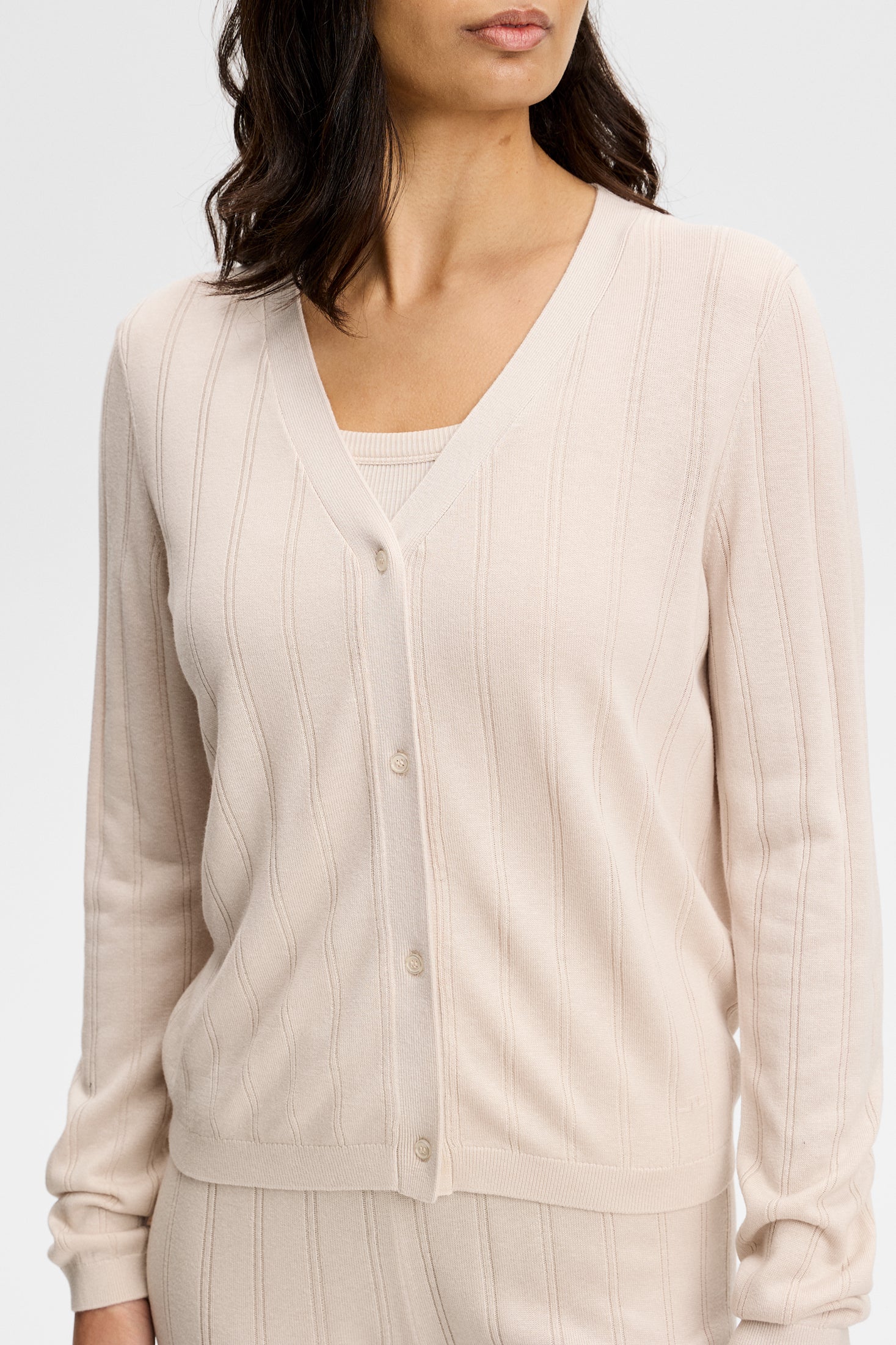 Vanja Wide Rib Cardigan / Moonbeam - Image 5