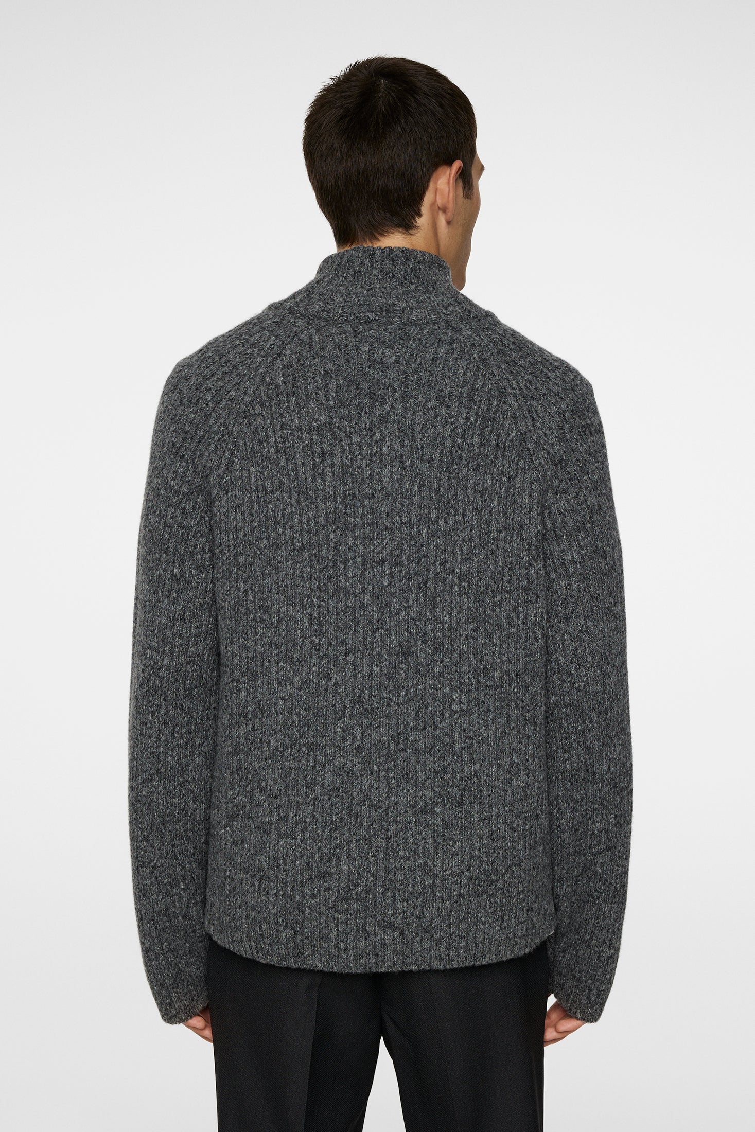 Victor Zip Wool Sweater / Dark Grey Melange - Image 3