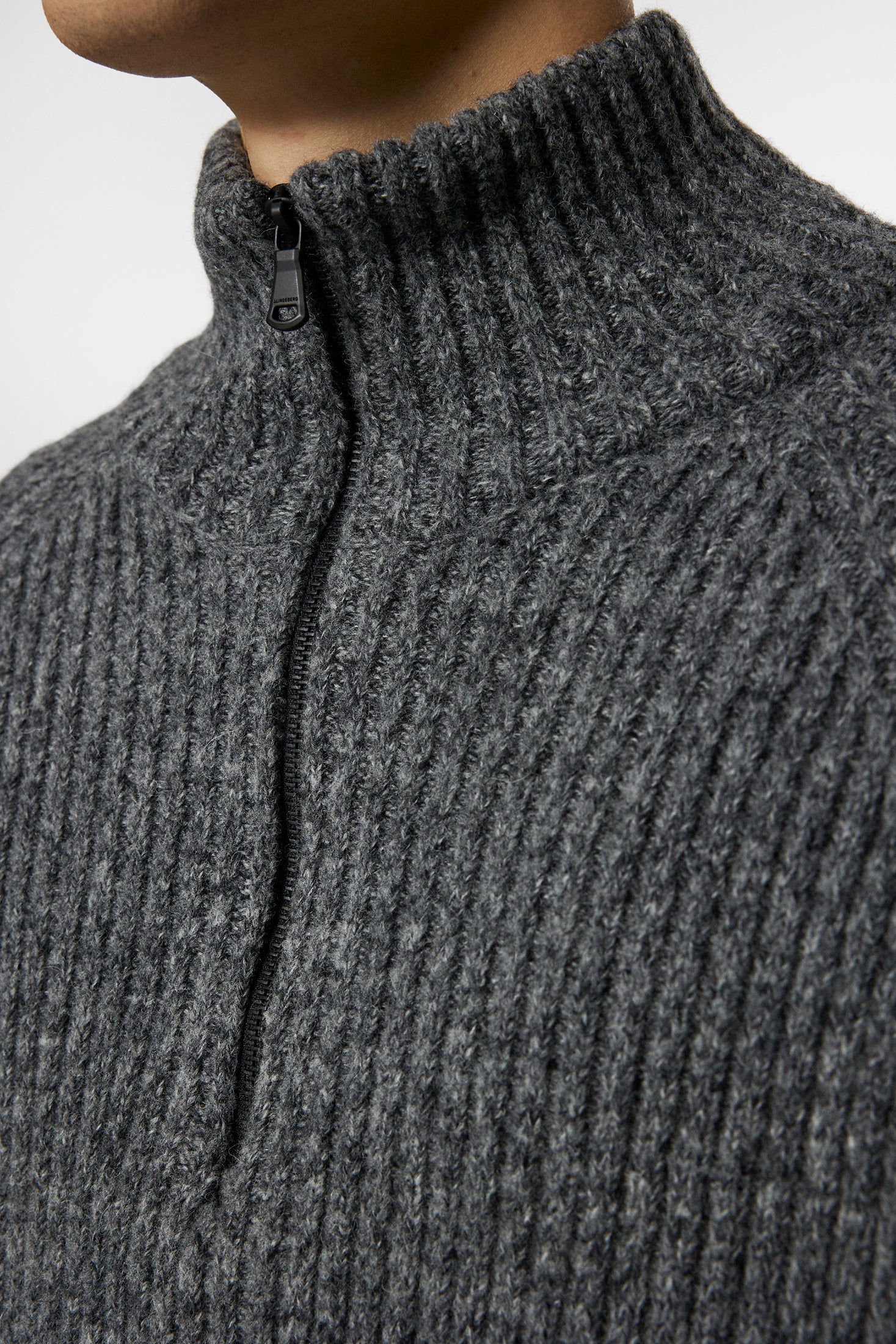 Victor Zip Wool Sweater / Dark Grey Melange - Image 6