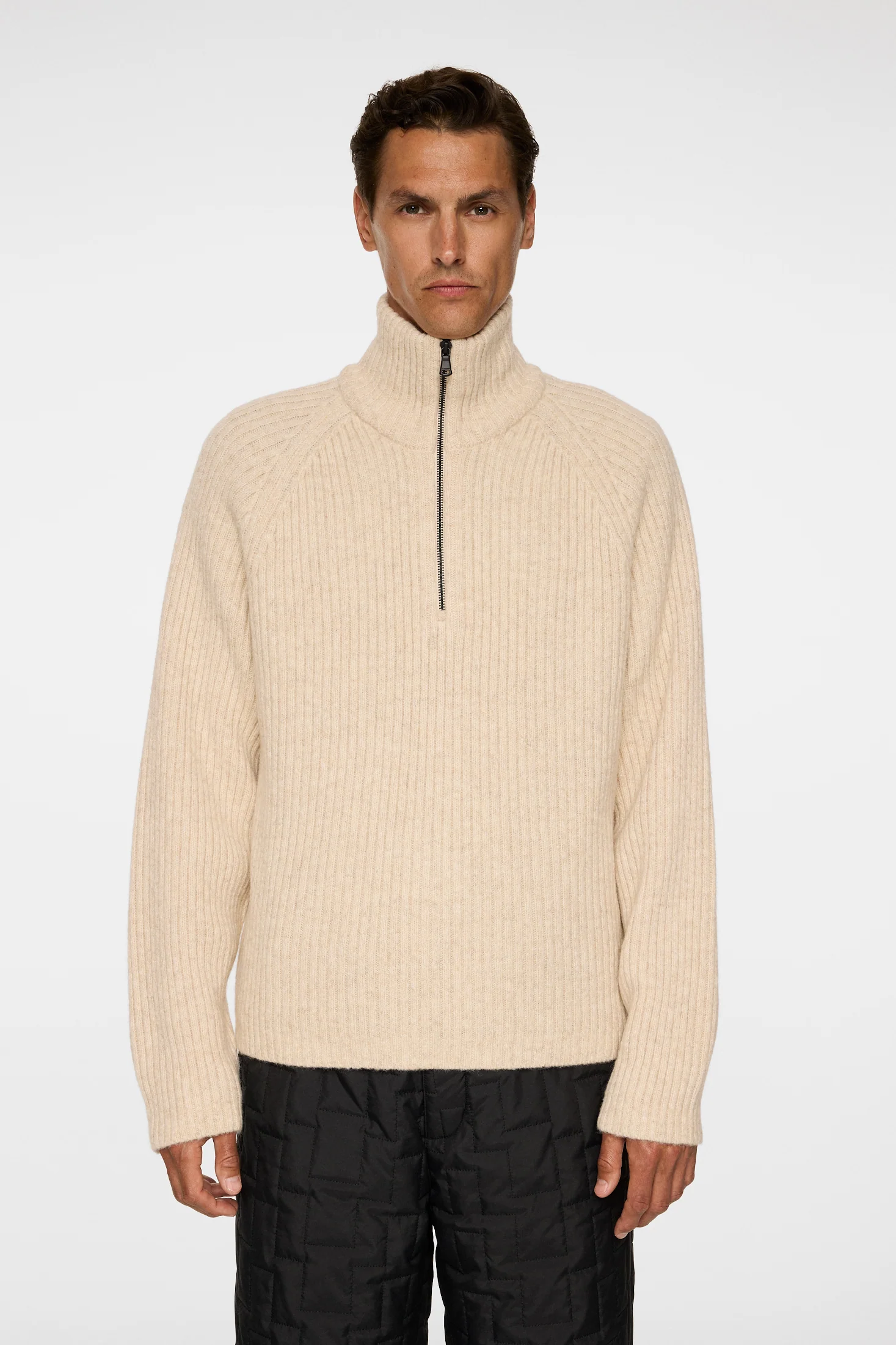 Victor Zip Wool Sweater / Moonbeam Melange - Image 2