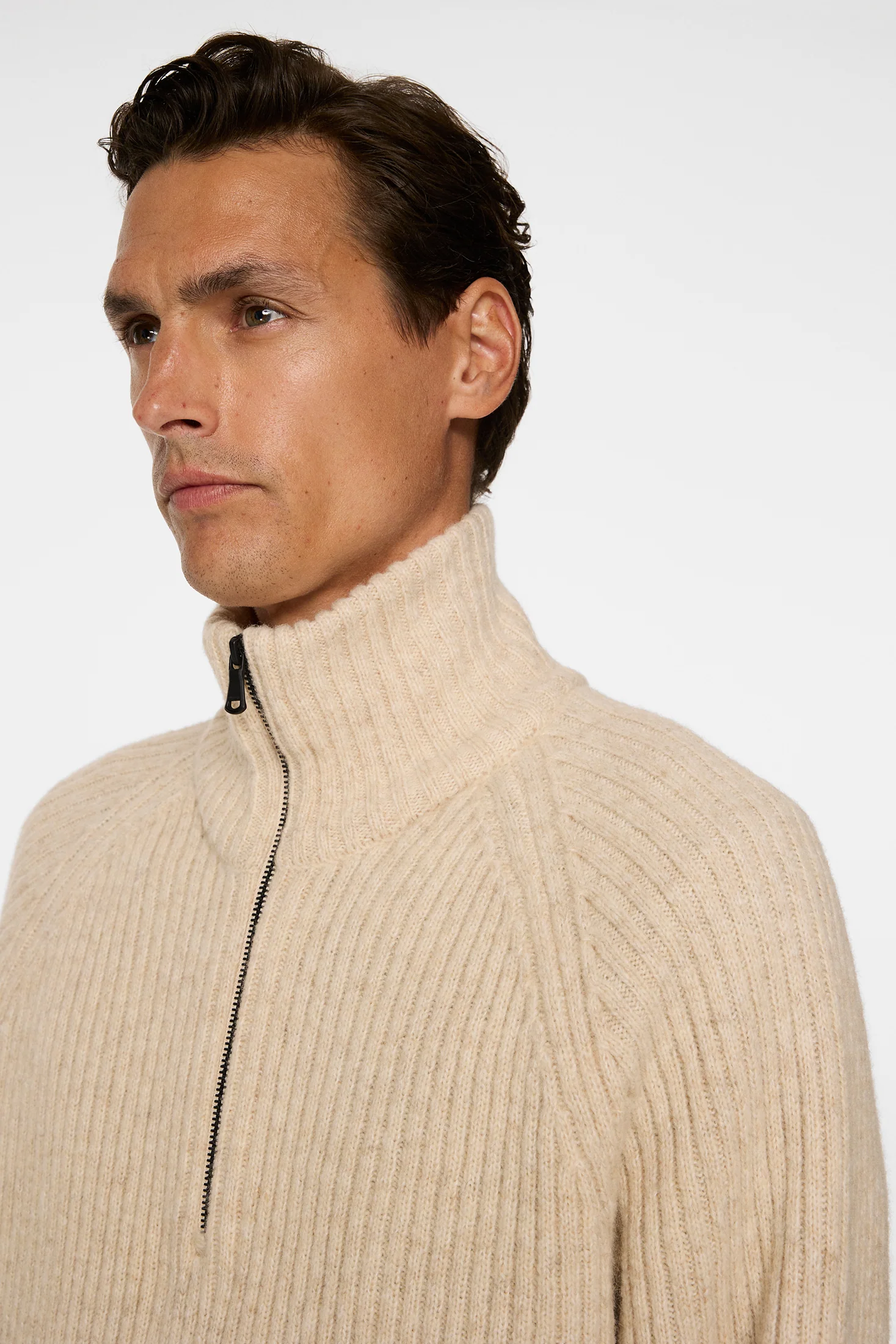 Victor Zip Wool Sweater / Moonbeam Melange - Image 5