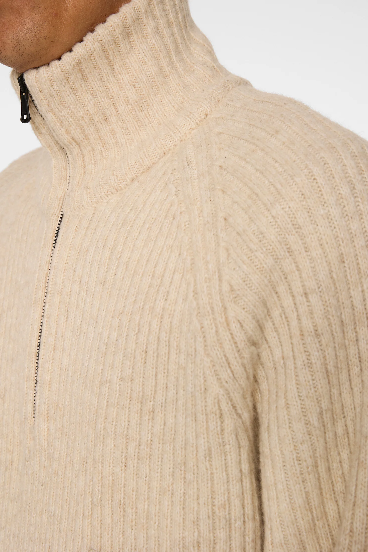 Victor Zip Wool Sweater / Moonbeam Melange - Image 6
