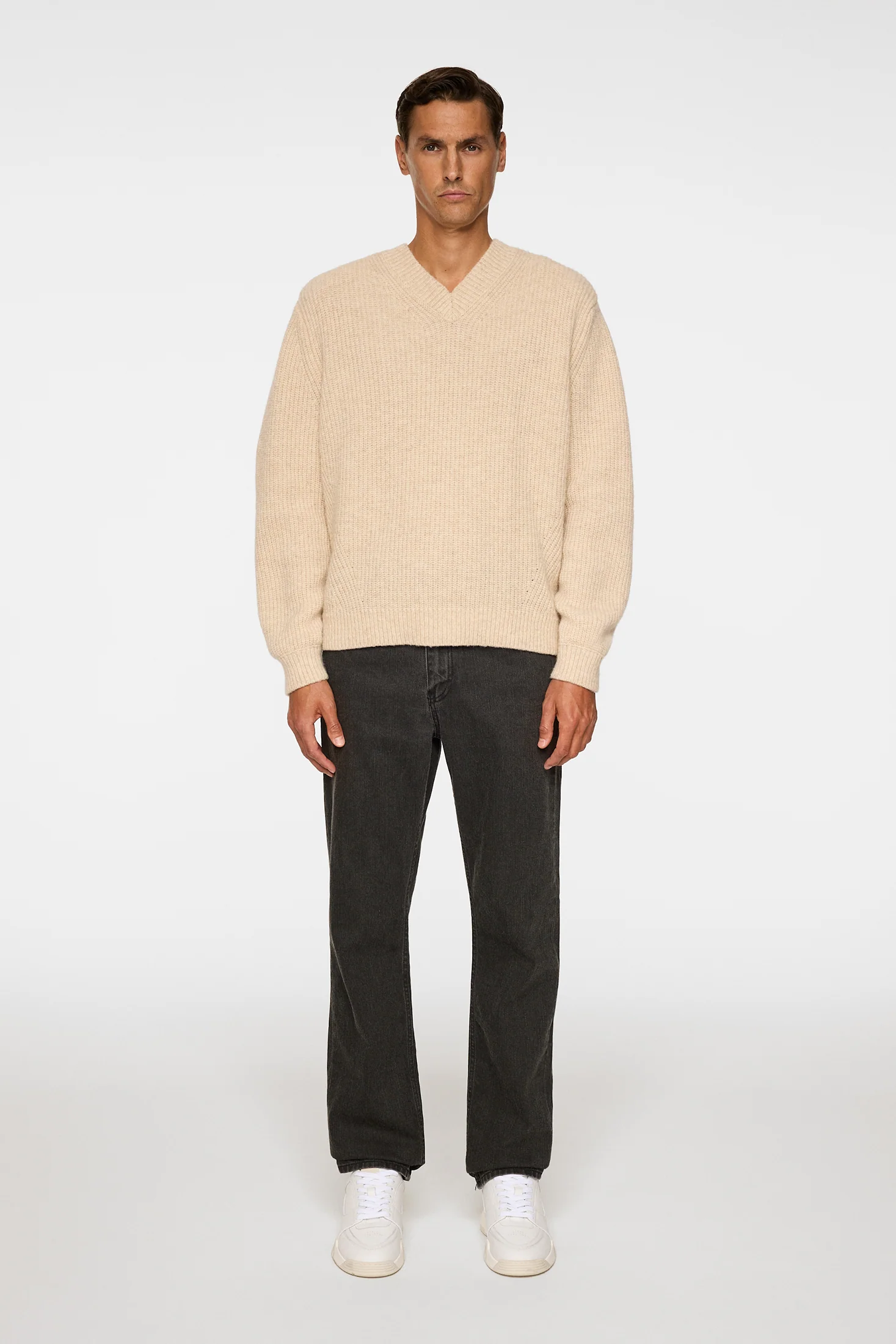 Vitor V-neck Heavy Knit / Moonbeam Melange - Image 4