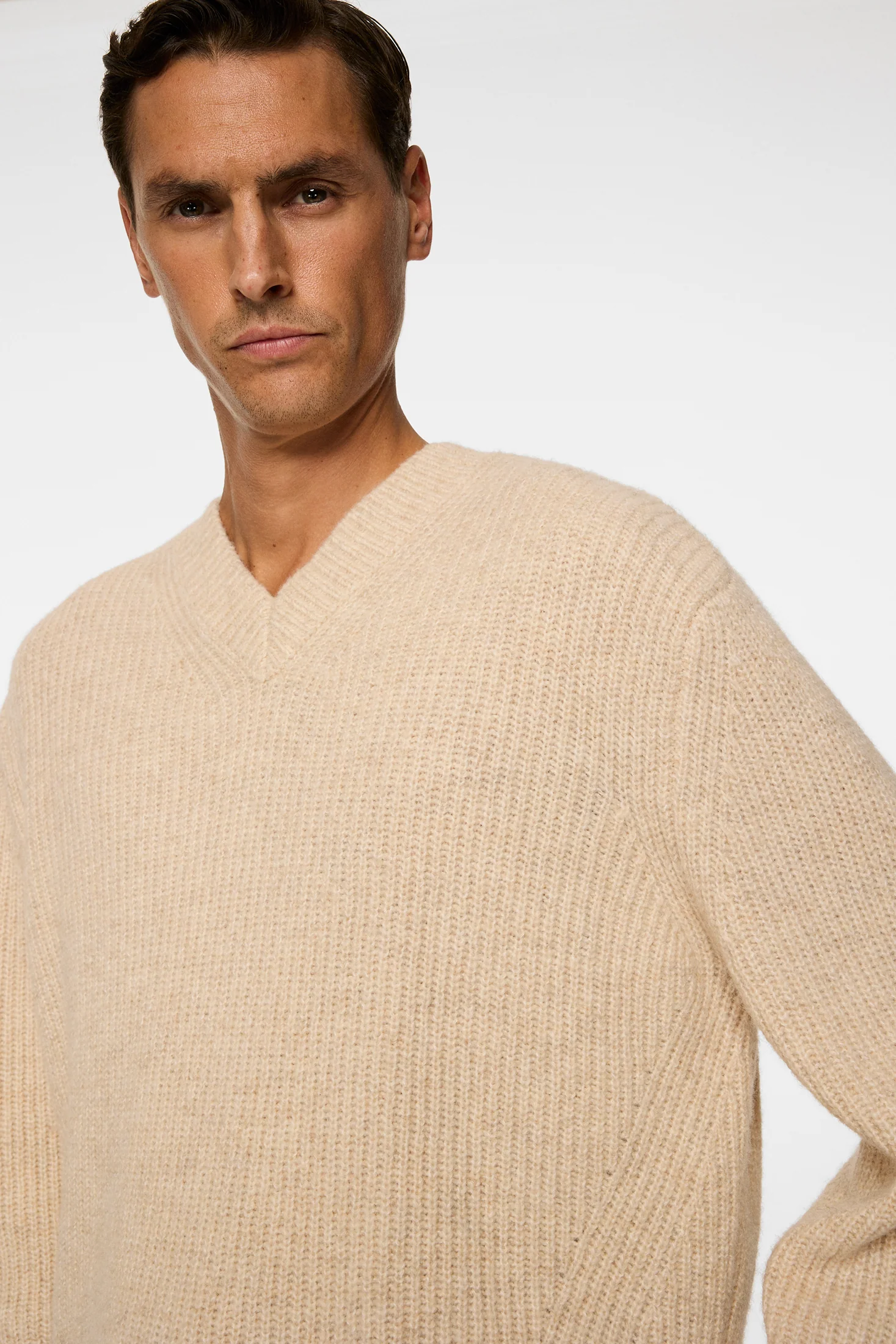 Vitor V-neck Heavy Knit / Moonbeam Melange - Image 5