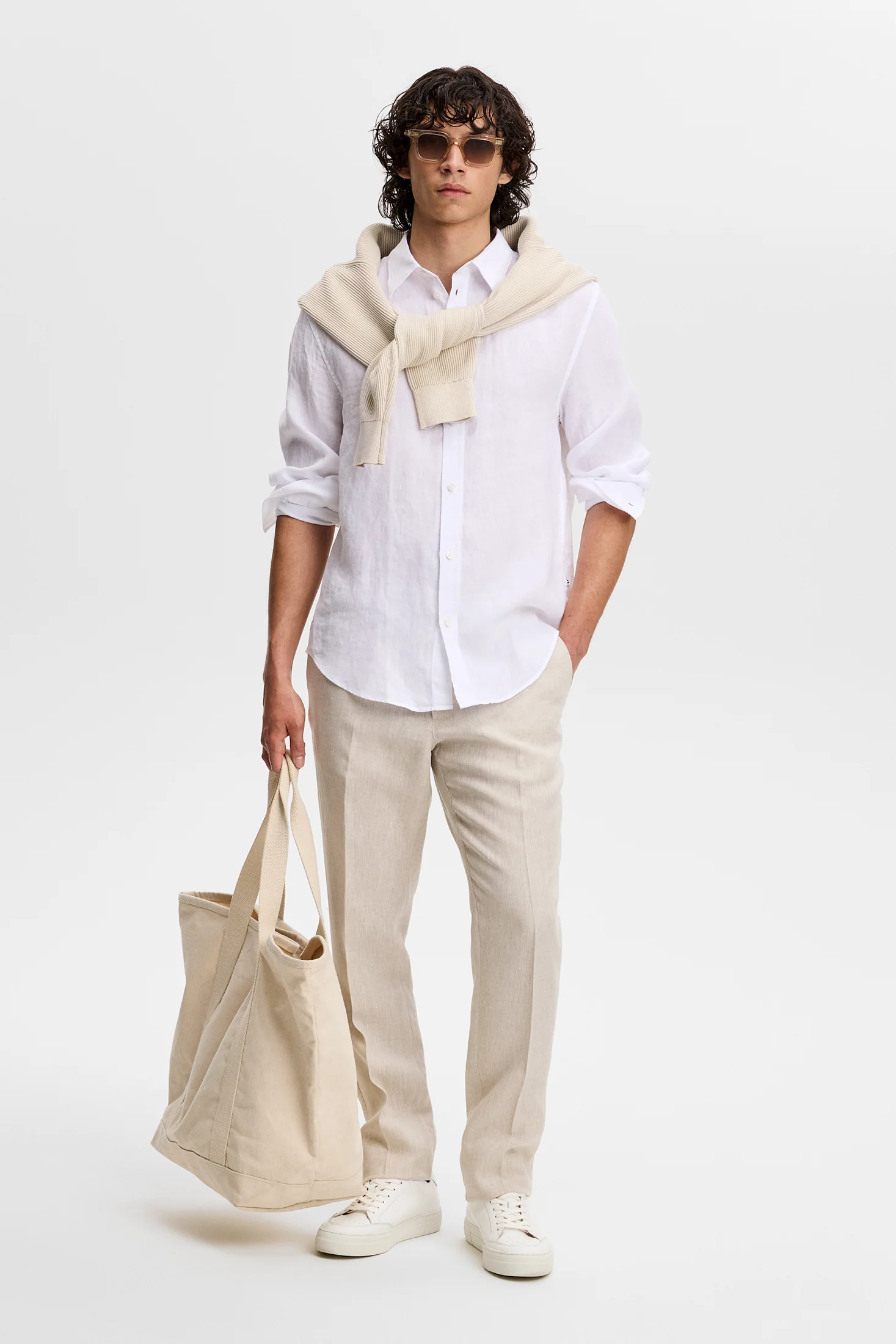 Zachary Clean Linen Shirt / White - Image 4