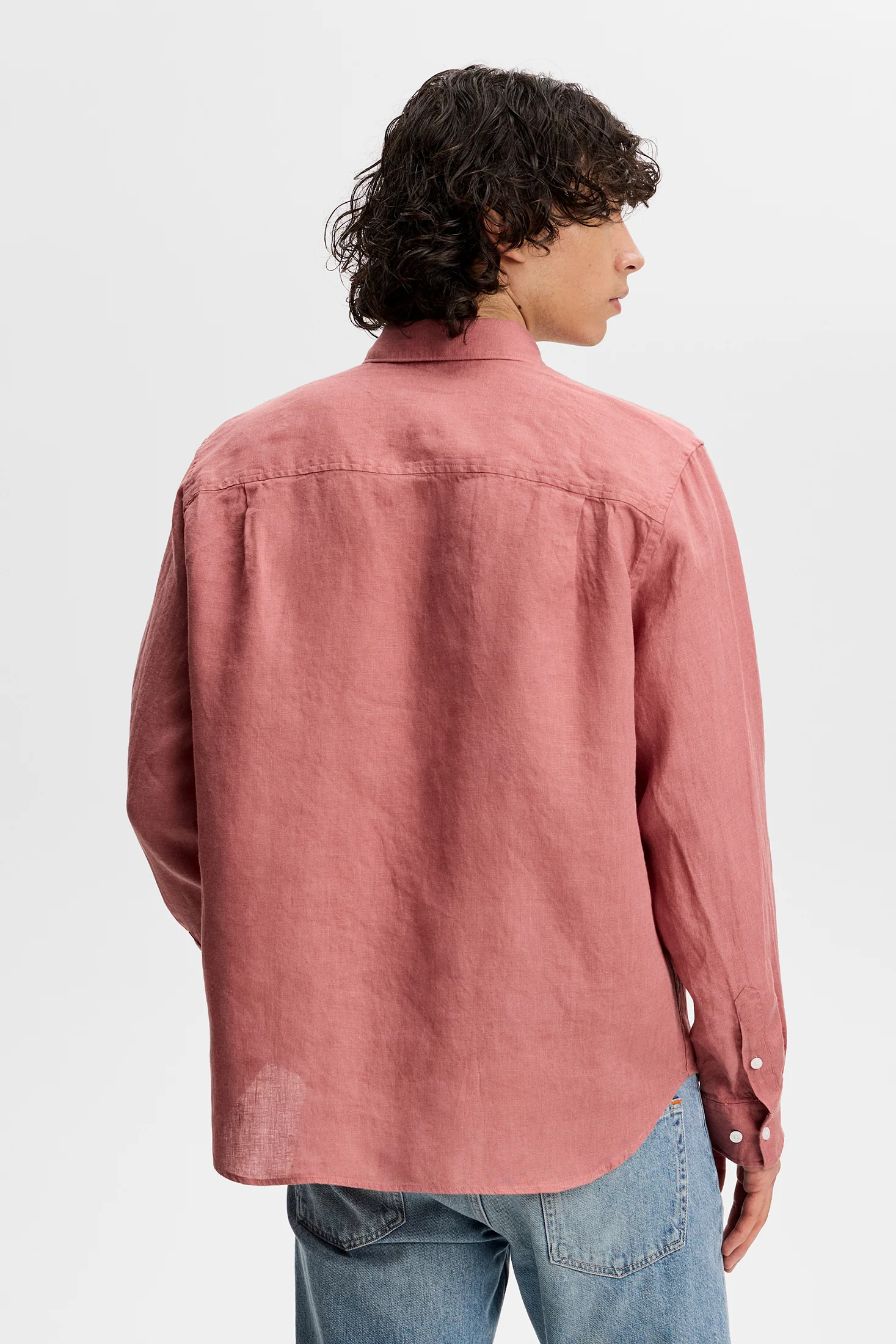 Zachary Clean Linen Shirt / Withered Rose - Image 3
