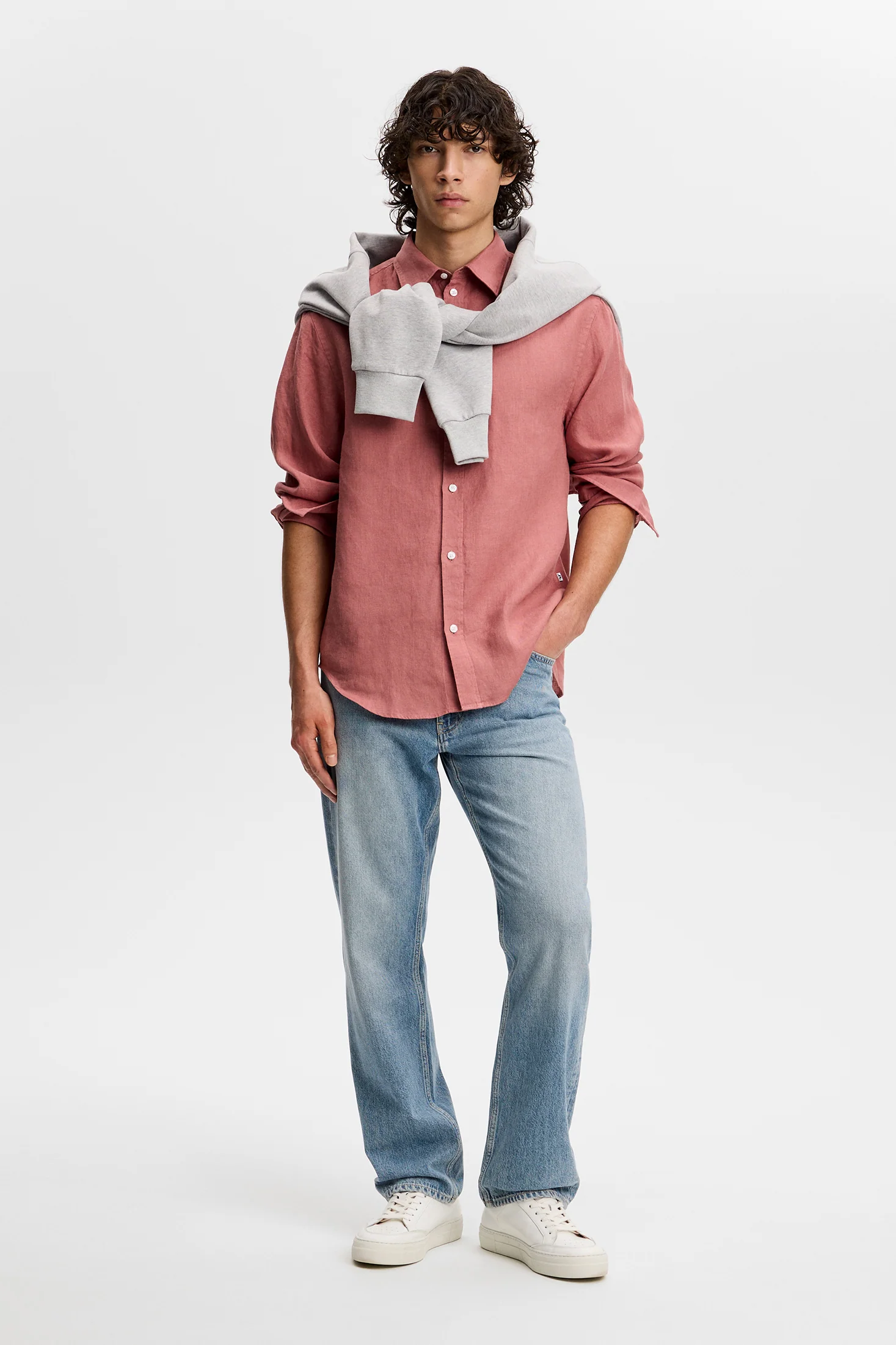 Zachary Clean Linen Shirt / Withered Rose - Image 4