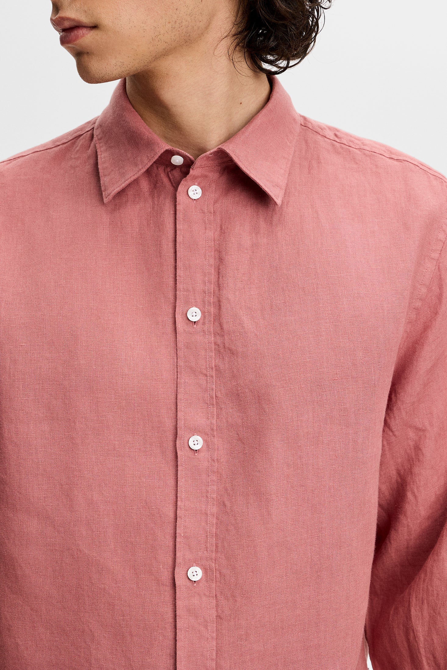 Zachary Clean Linen Shirt / Withered Rose - Image 5