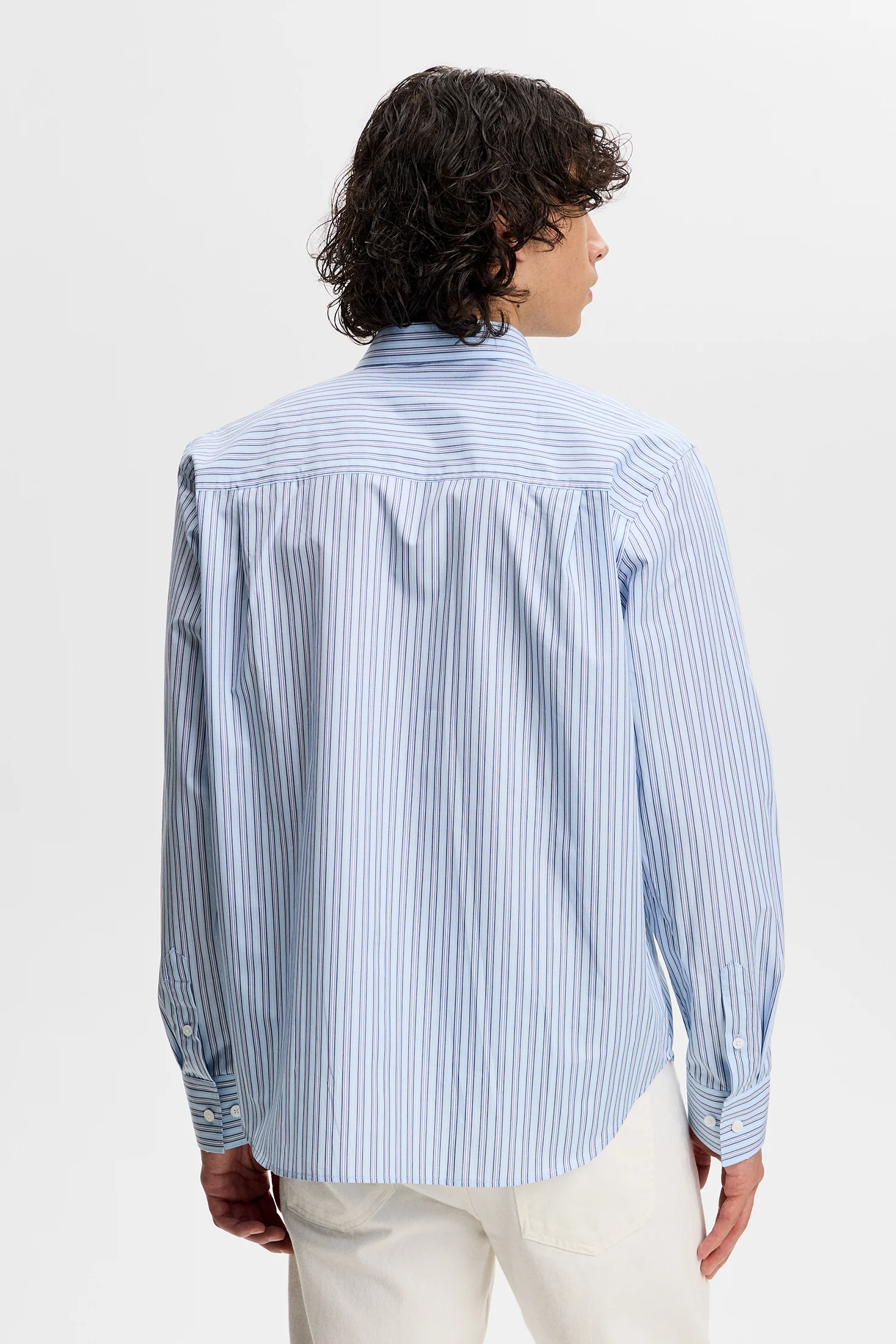 Zachary Cotton Stripe Shirt / Forget-Me-Not - Image 3